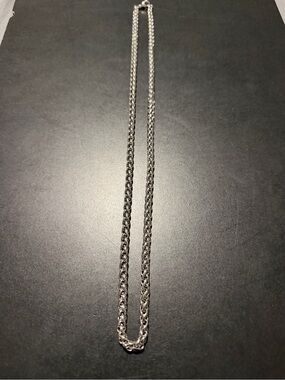 Sterling-Effect Silver Rope Chain Necklace for Men